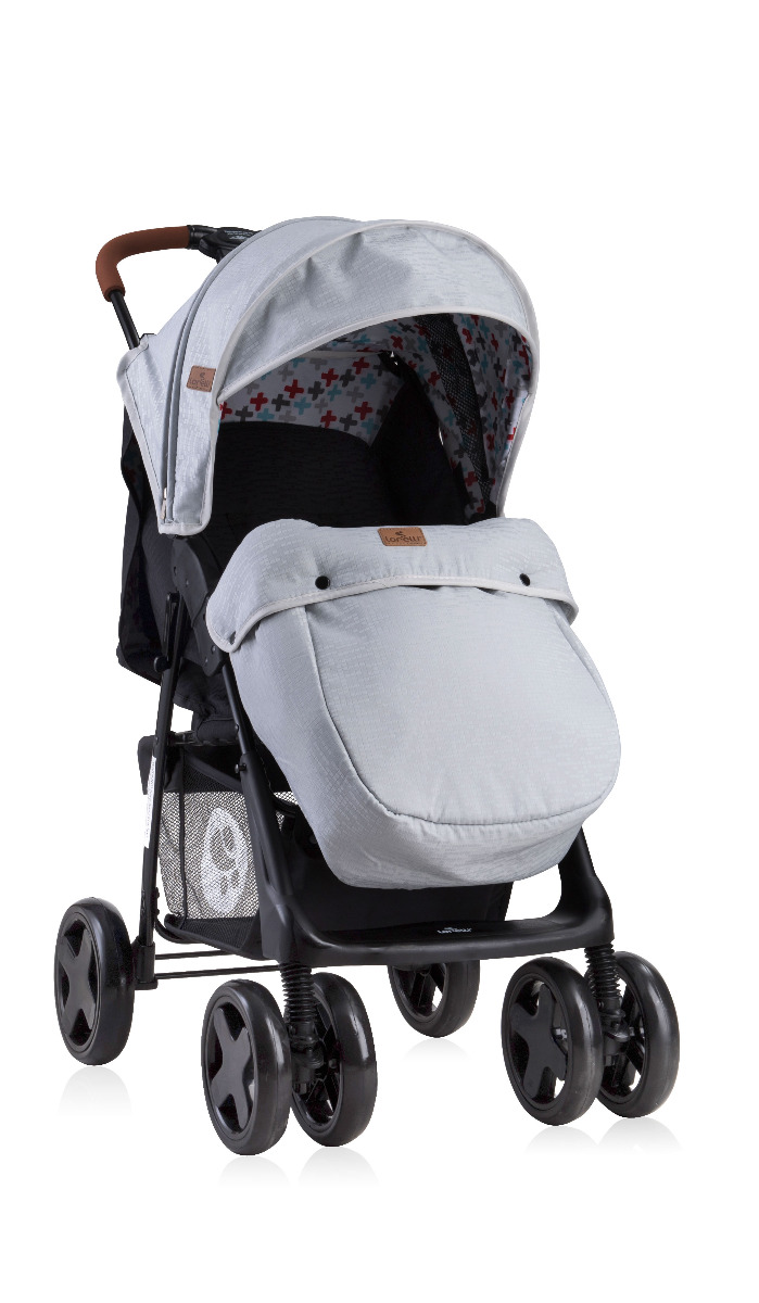 Carucior sport, Ines, cu husa de picioare, Grey & Black Cross