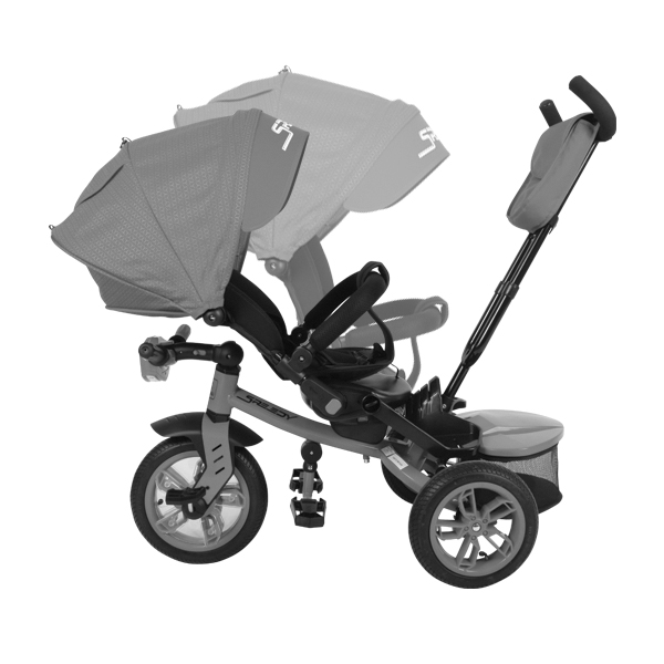 Tricicleta multifunctionala 4in1, Speedy, roti cu camera, scaun rotativ, Grey & Black image 10