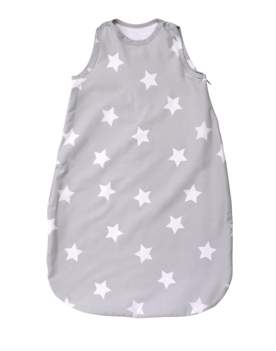 Sac de dormit de vara, 80 cm, bumbac ranforce, Stars Grey