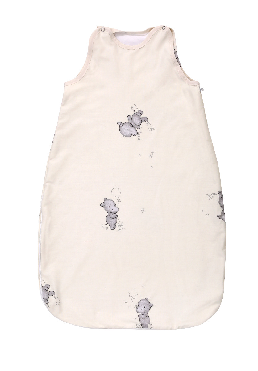 Sac de dormit de vara, 80 cm, bumbac ranforce, Happy Hippo Beige