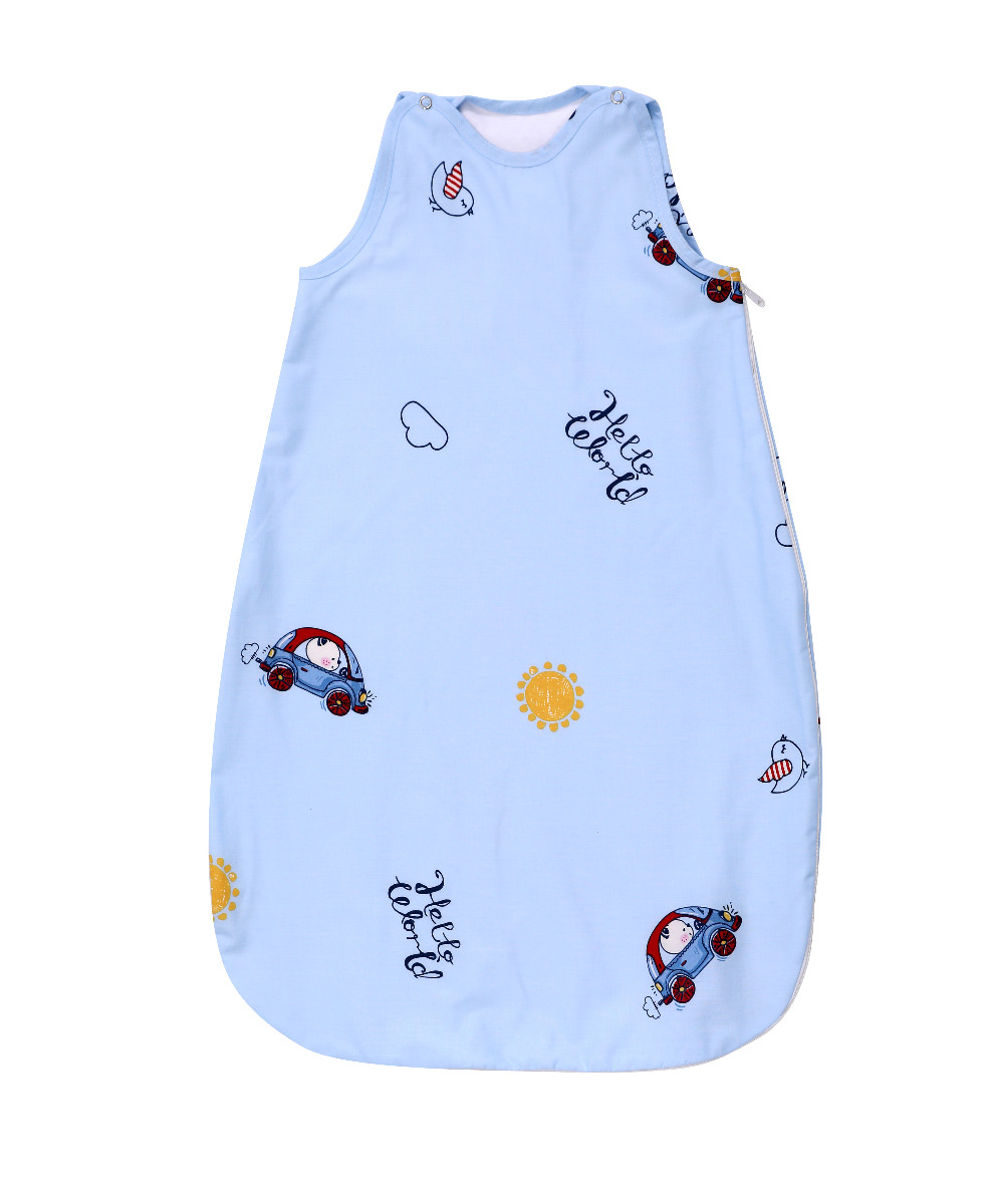 Sac de dormit de vara, 80 cm, bumbac ranforce, Bear & Car Blue