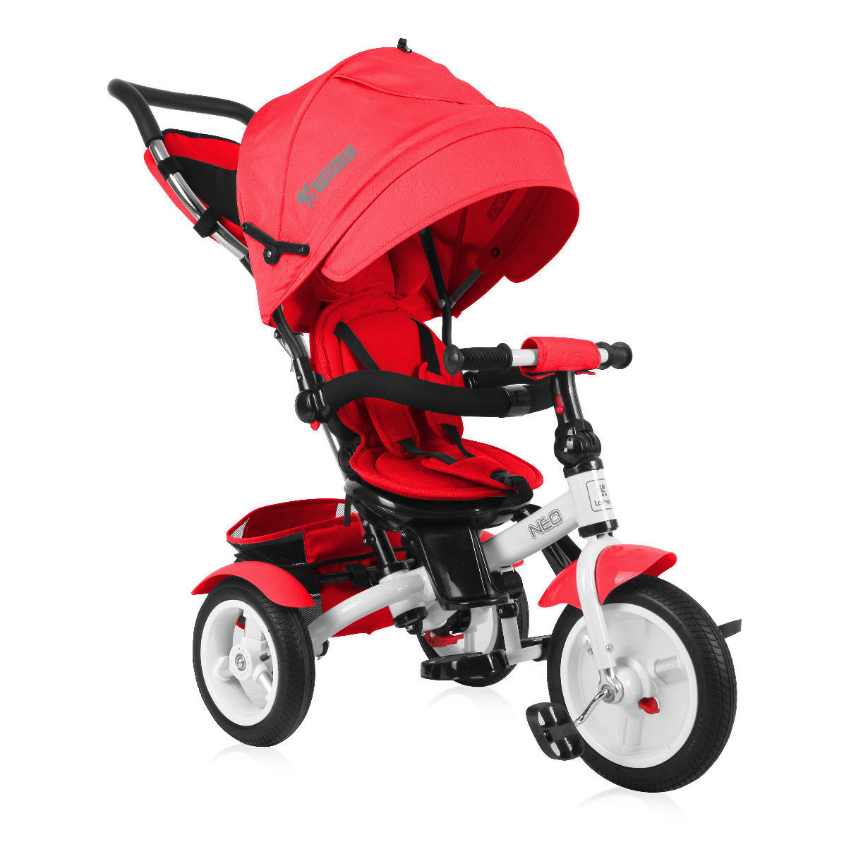 Tricicleta multifunctionala 4in1, Neo Air, roti mari cu camera, Red