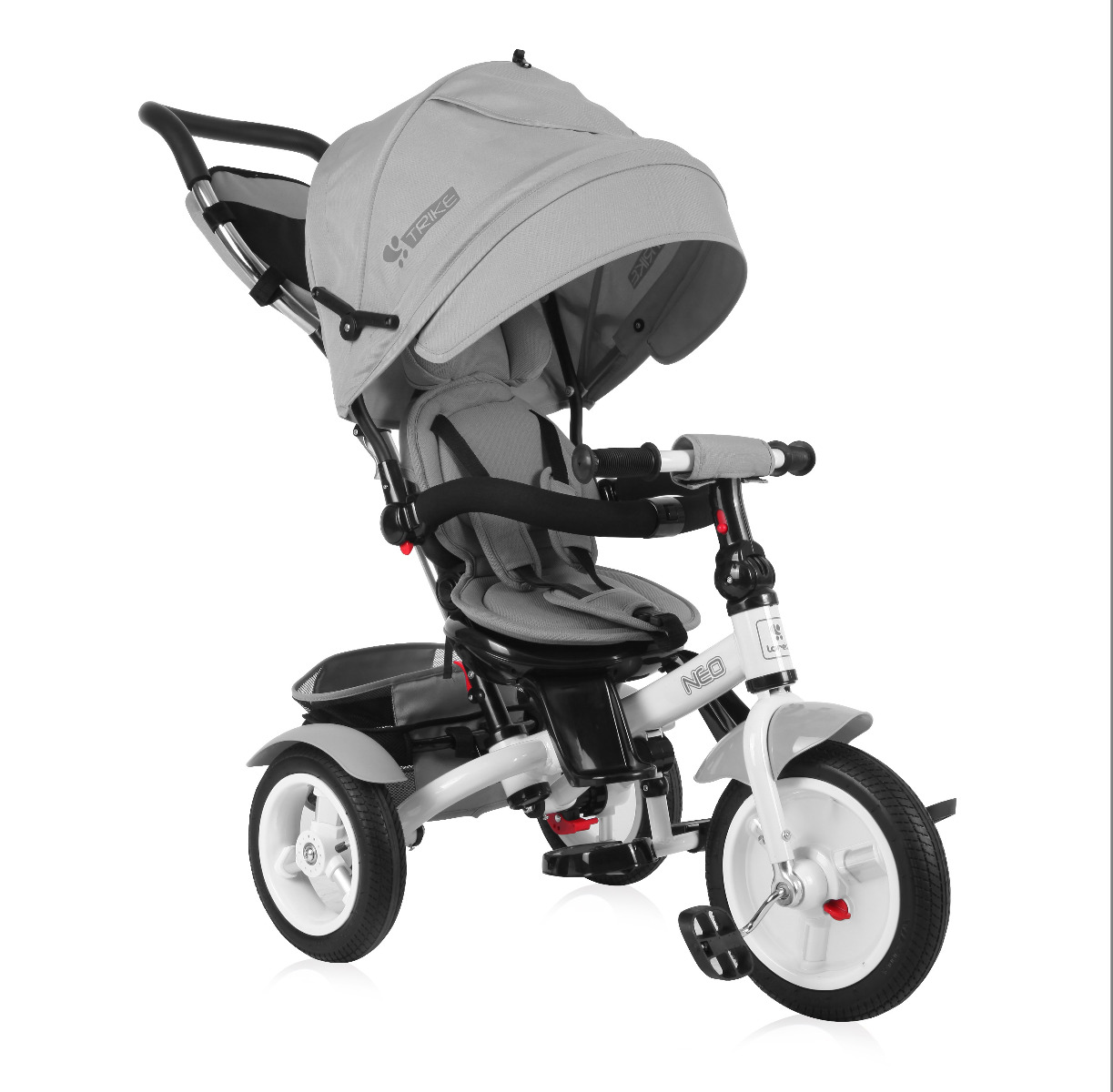 Tricicleta multifunctionala 4in1, Neo Air, roti mari cu camera, Grey