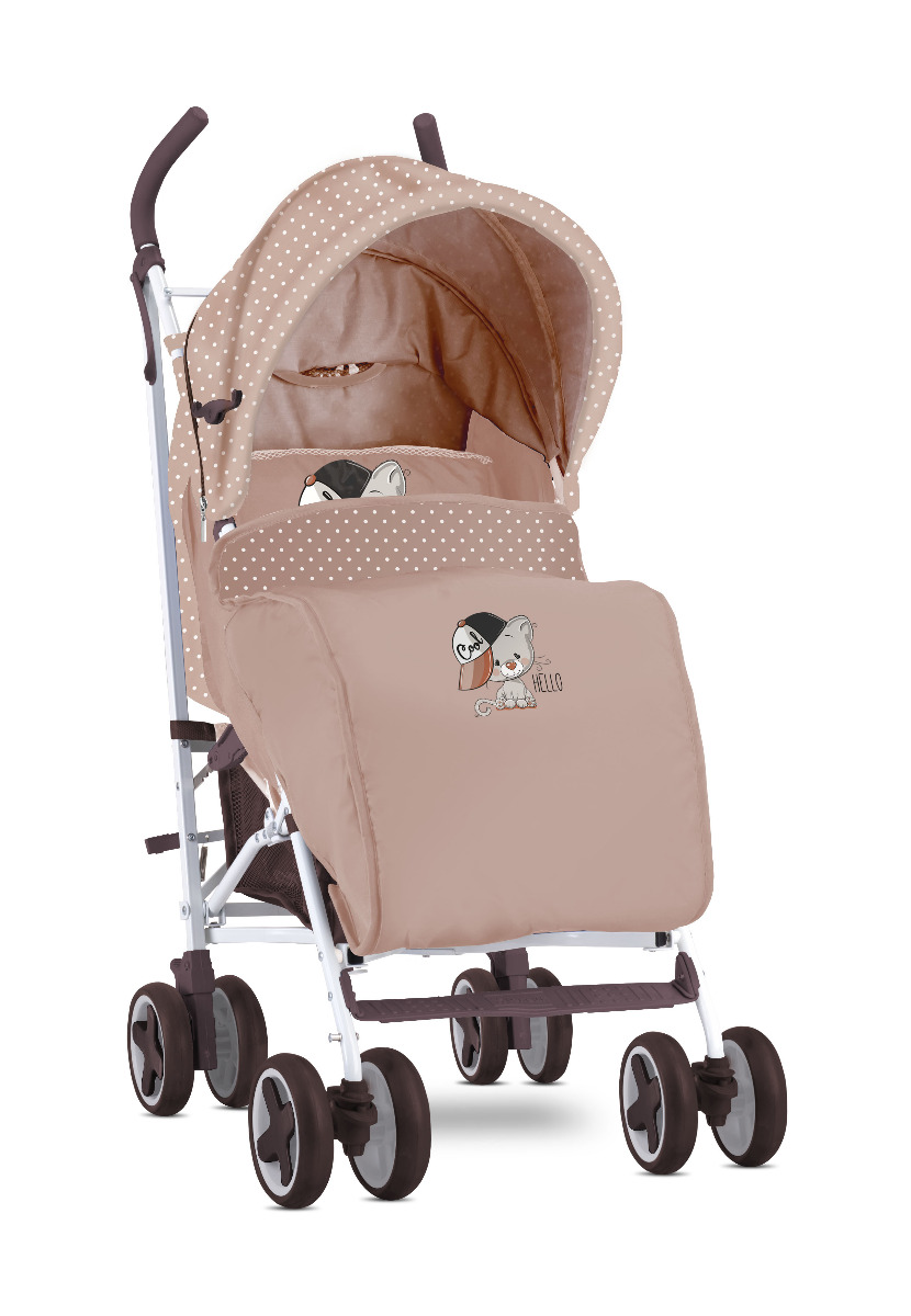 Carucior sport, Ida, cu husa de picioare, pliere tip umbrela, Beige Cool Cat image 1