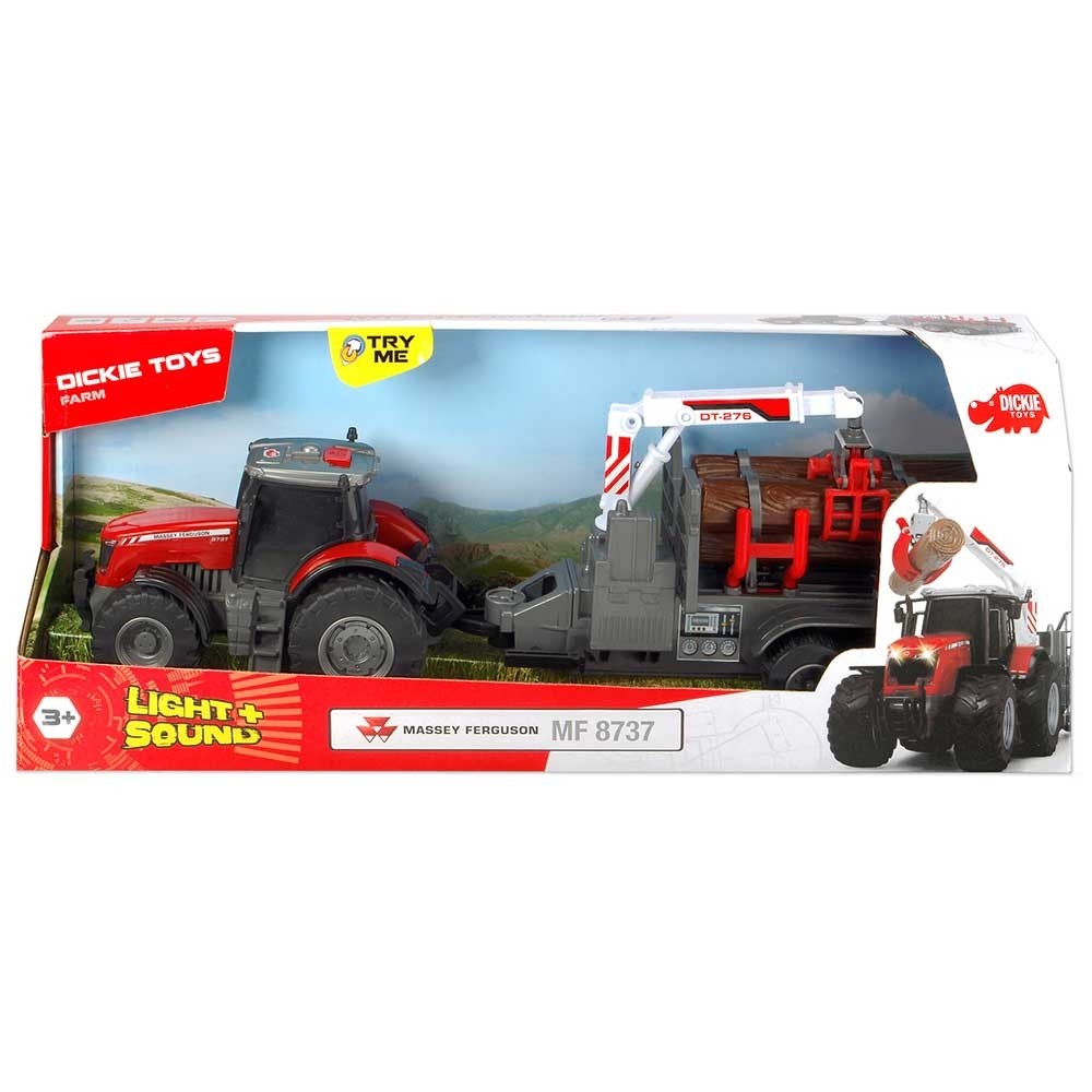 Tractor Dickie Toys Massey Ferguson MF 8737 cu remorca 42 cm