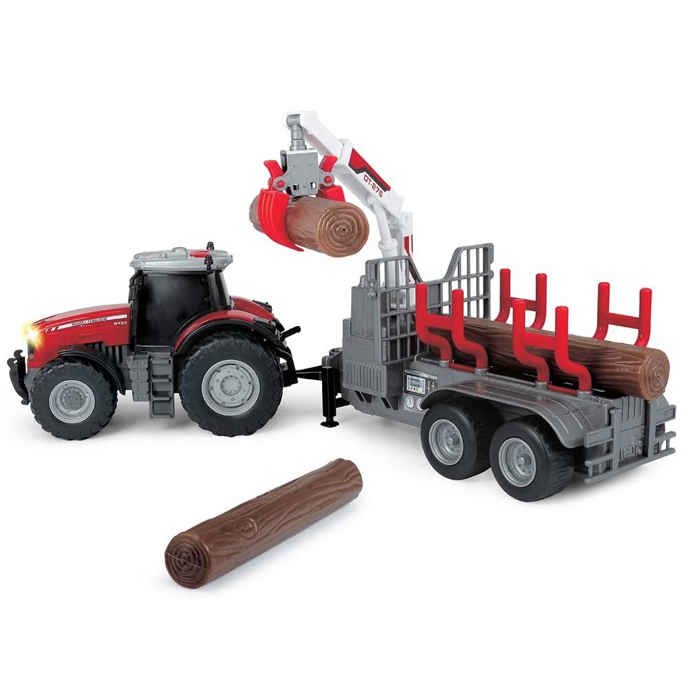 Tractor Dickie Toys Massey Ferguson MF 8737 cu remorca 42 cm image 5