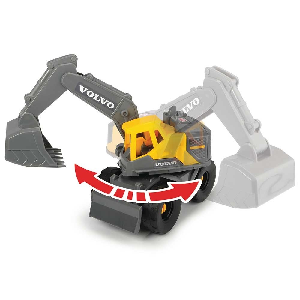 Camion Dickie Toys Mack Volvo Heavy Loader Truck cu remorca, buldozer si camion basculant image 9