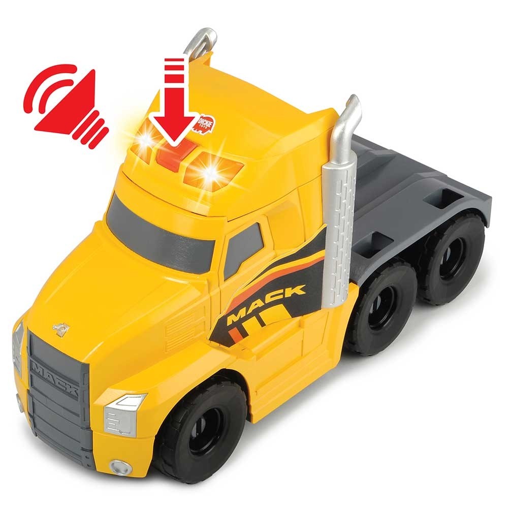 Camion Dickie Toys Mack Volvo Heavy Loader Truck cu remorca, buldozer si camion basculant image 15