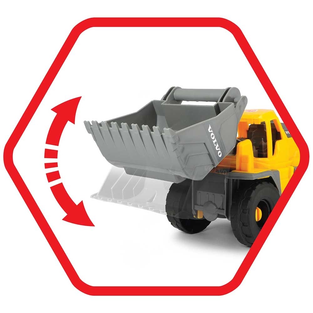 Camion Dickie Toys Mack Volvo Heavy Loader Truck cu remorca, buldozer si camion basculant image 19