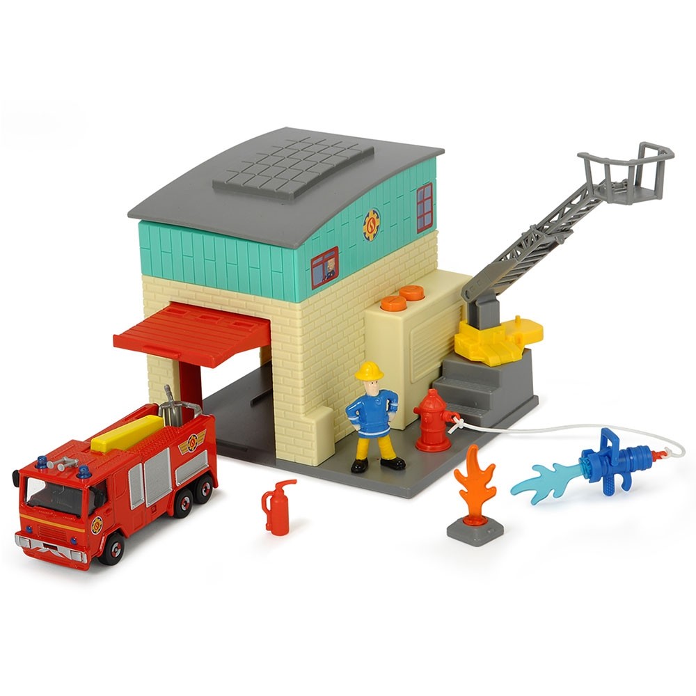 Jucarie Dickie Toys Statie de pompieri Fireman Sam cu 1 masinuta si 1 figurina