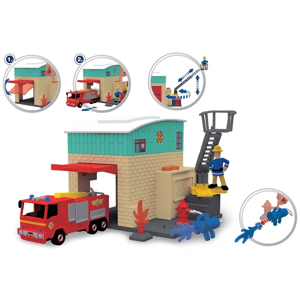 Jucarie Dickie Toys Statie de pompieri Fireman Sam cu 1 masinuta si 1 figurina image 2