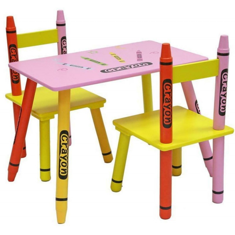 Set masuta si 2 scaunele Pink Crayon