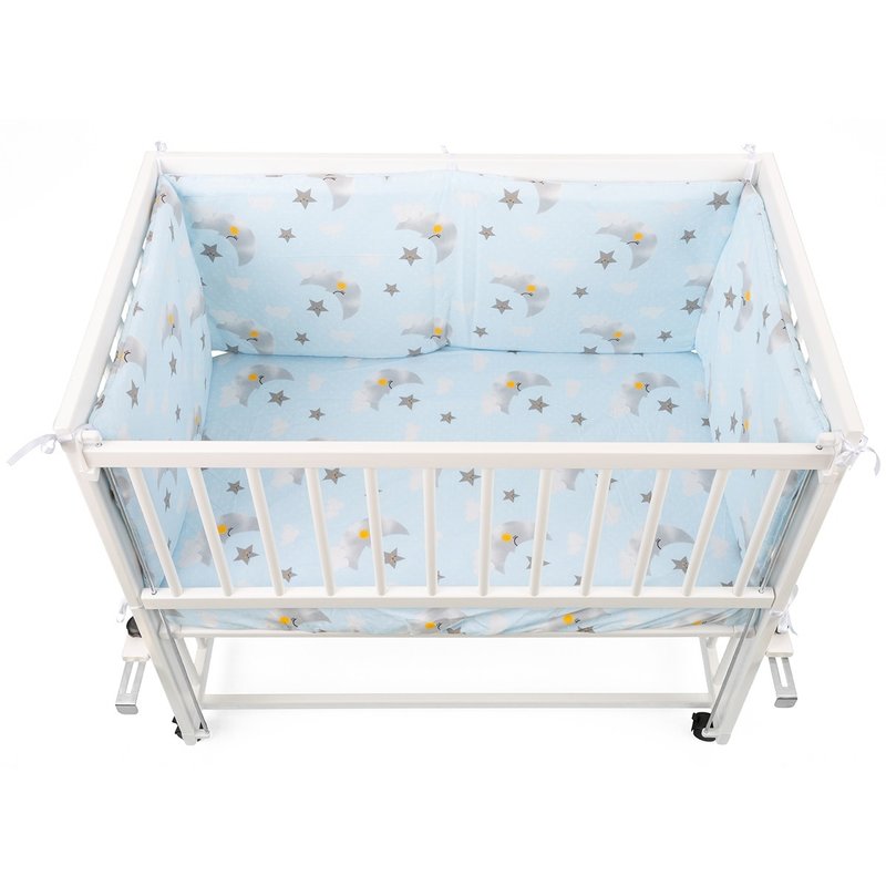 Babyneeds - Lenjerie patut 2 piese 90x50cm, Norisori pufosi, Albastru