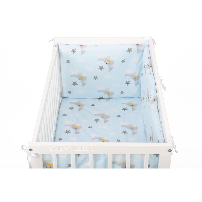 Babyneeds - Lenjerie patut 2 piese 90x50cm, Norisori pufosi, Albastru image 3