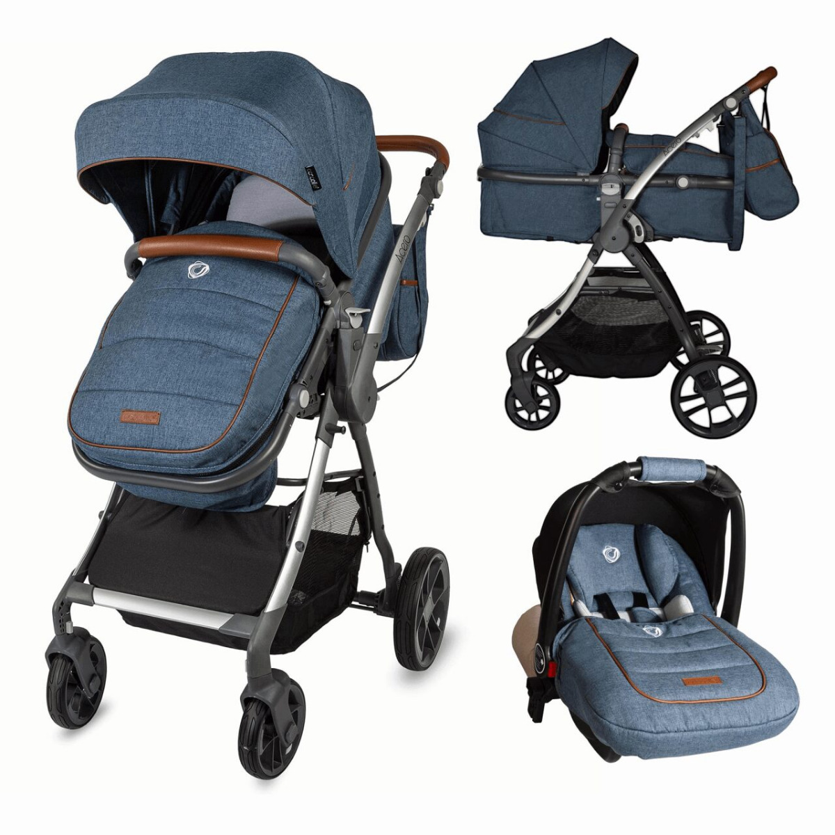 Carucior transformabil 3in1 Coccolle Acero Jeans