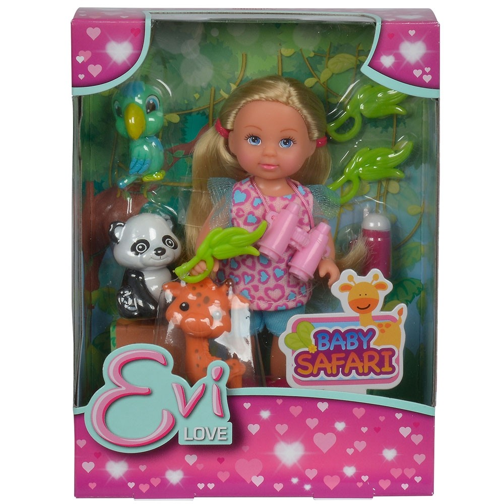Papusa Simba Evi Love 12 cm Baby Safari cu figurine si accesorii image 4