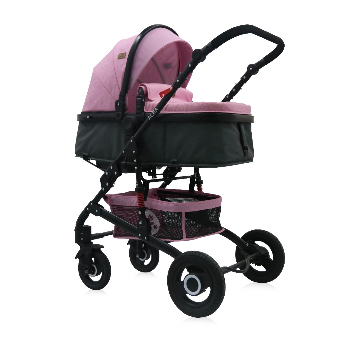 Carucior transformabil 2 in 1, Alba, Pink