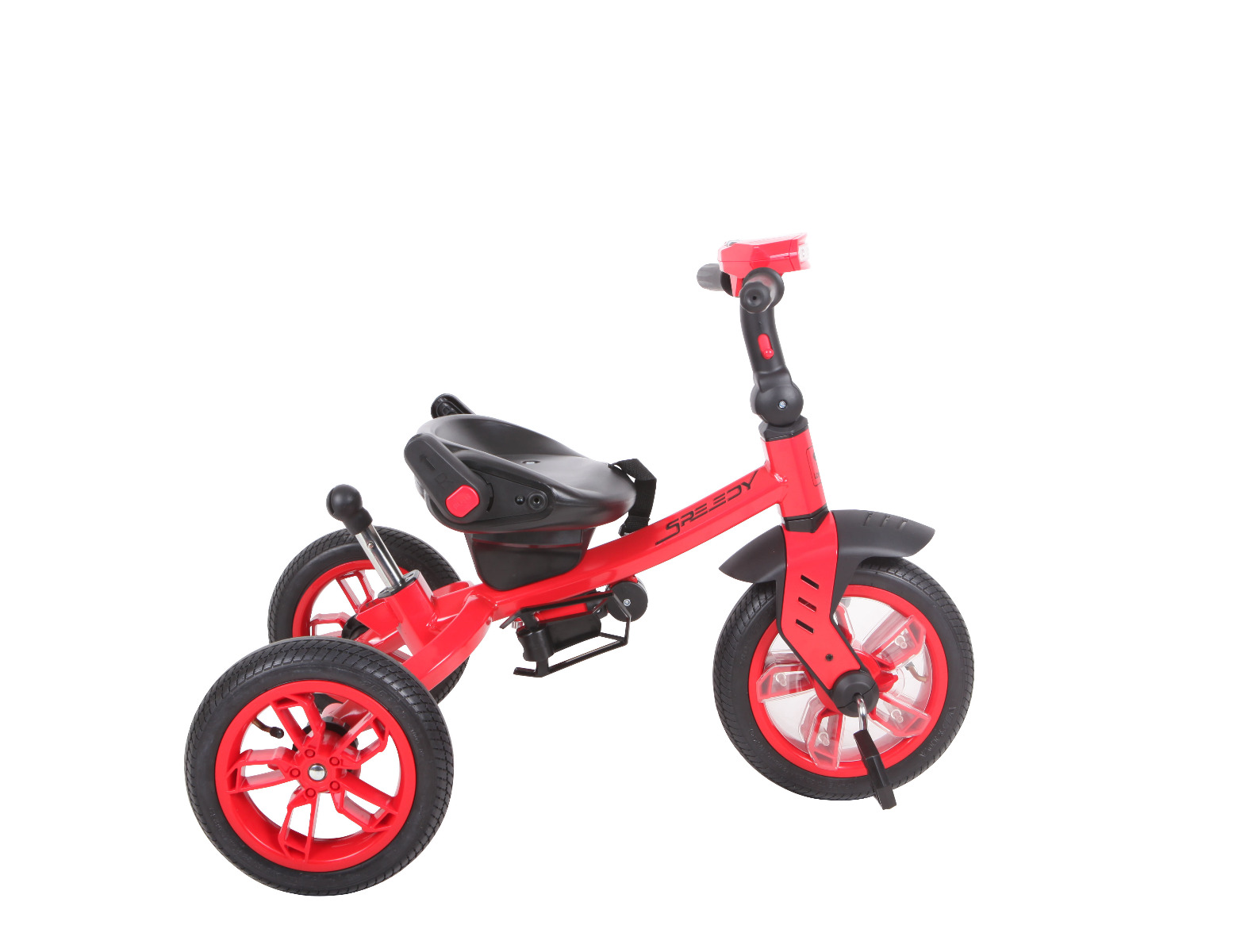 Tricicleta multifunctionala 4in1, Speedy, roti cu camera, scaun rotativ, Red & Black image 1