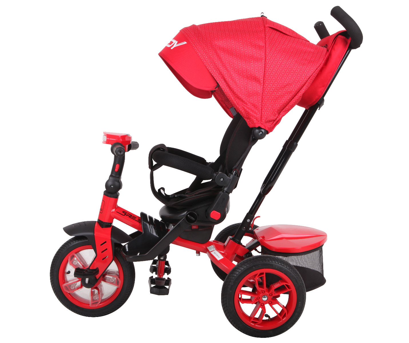 Tricicleta multifunctionala 4in1, Speedy, roti cu camera, scaun rotativ, Red & Black image 10