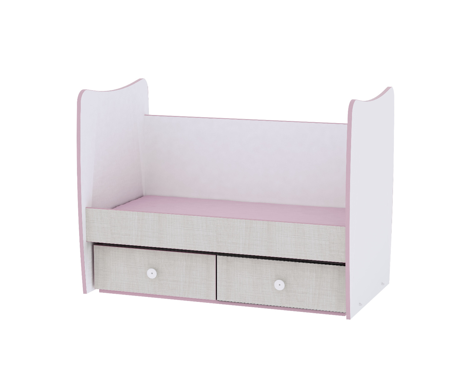Patut balansoar, Matrix, 60 x 120 cm, transformabil, White Pink Crossline image 2