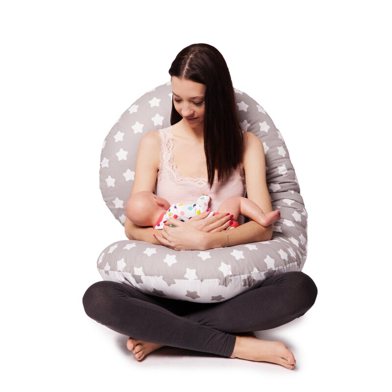 Qmini - Set perna 3 in 1 pentru gravide si bebelusi, salteluta , pernuta, Mint Grey Stars image 3
