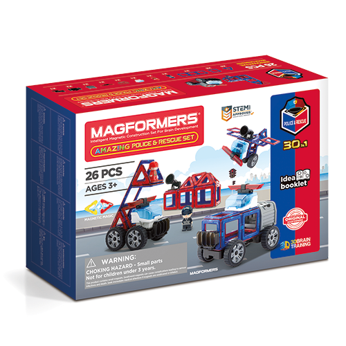 Set magnetic de construit- Magformers, masini de interventie