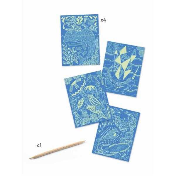 Joc creativ de razuit planse fluorescente, in adancul oceanului