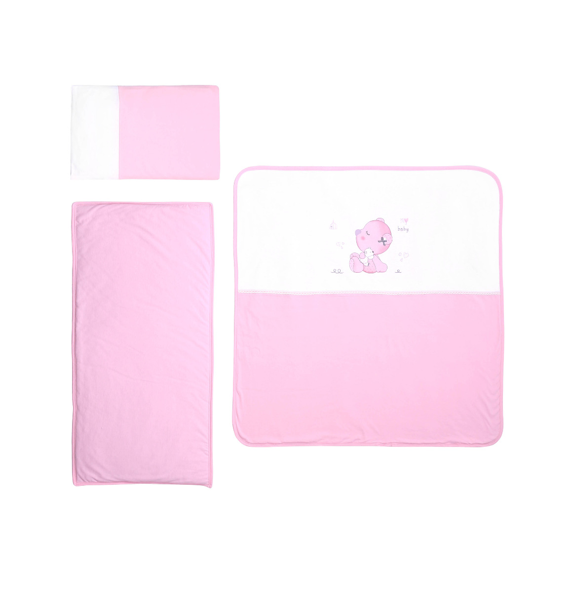 Set lenjerie carucior 3 piese, de vara, universala, Za Za Pink