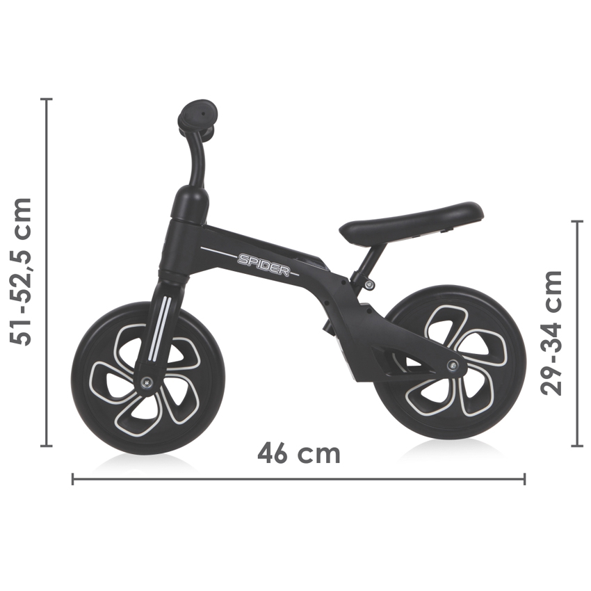 Bicicleta de tranzitie pentru copii, Spider, fara pedale, roti mari, Black image 1