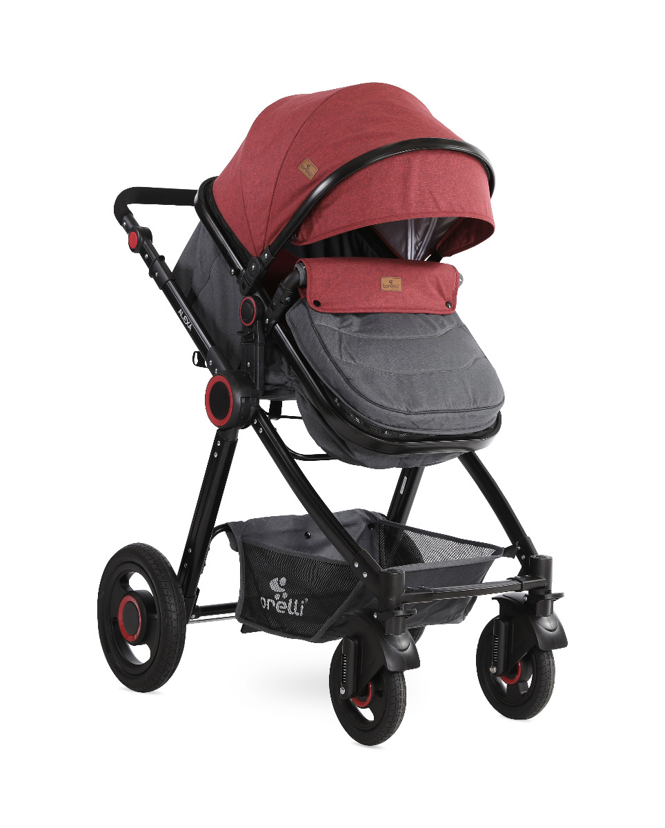Carucior transformabil 2 in 1, Alexa, Black & Dark Red image 1