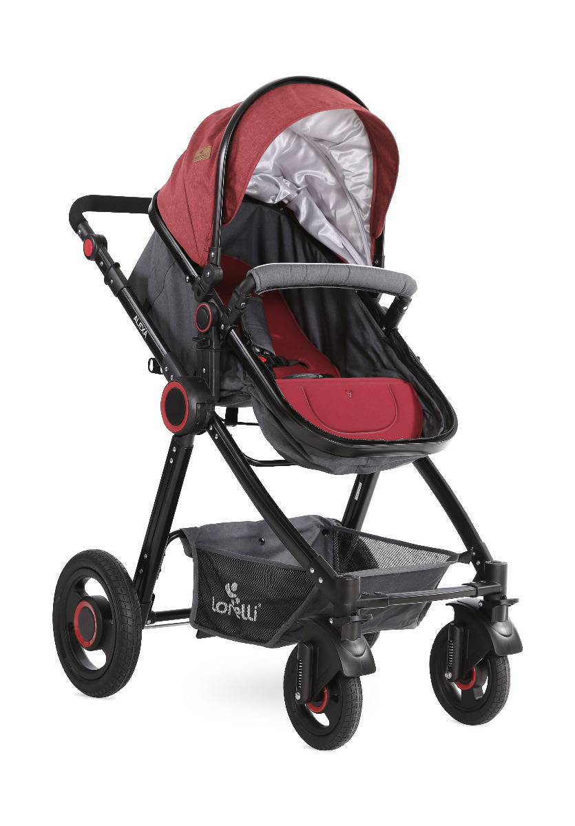 Carucior transformabil 2 in 1, Alexa, Black & Dark Red image 2