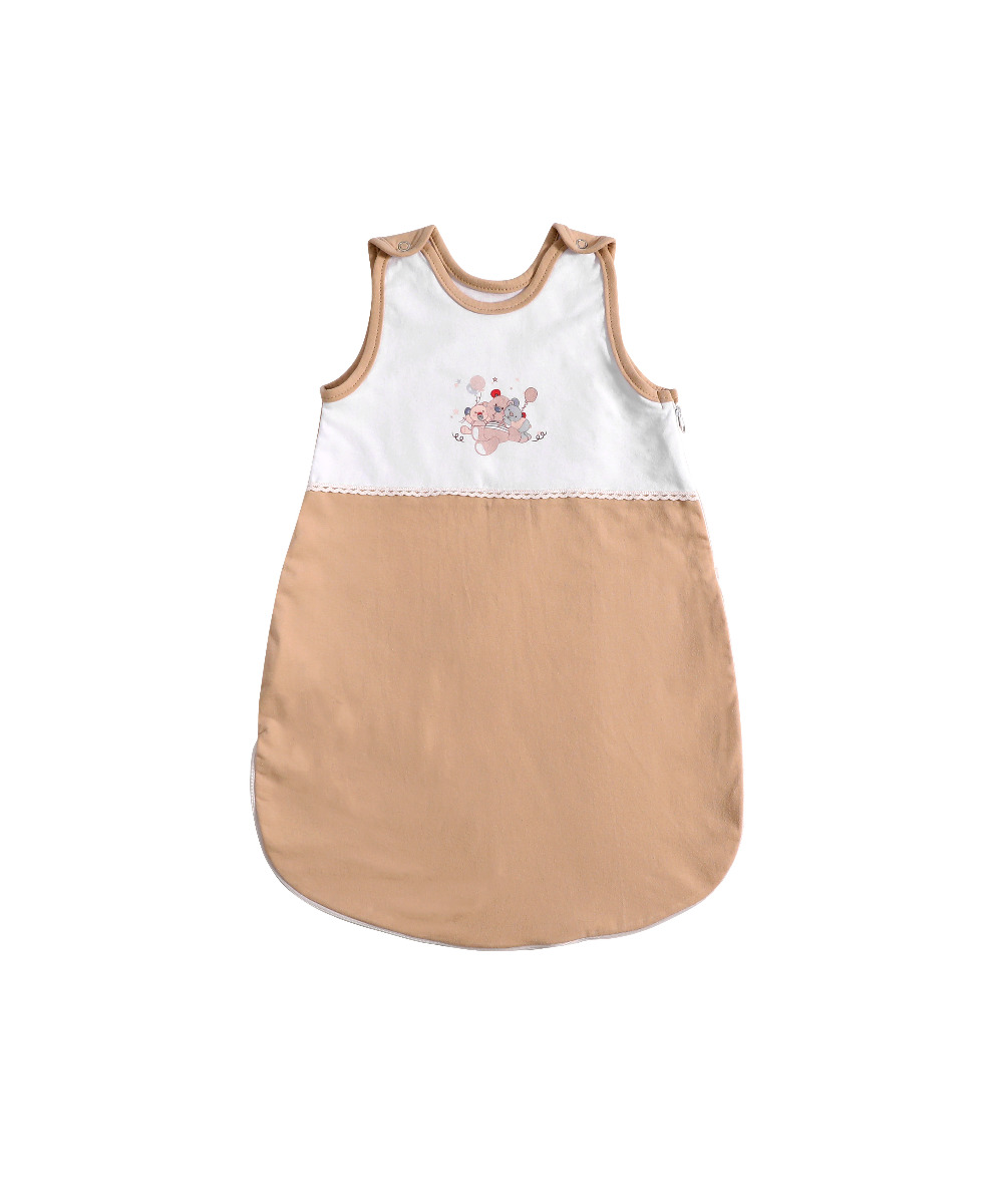 Sac de dormit de vara, 60 cm, 0-6 Luni, cu broderie, Za Za Caffee Latte