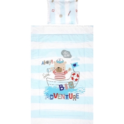 Set lenjerie pat 3 piese, bumbac ranforce, Adventure Blue