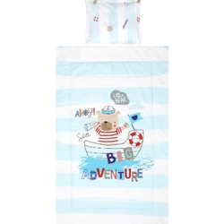 Set lenjerie pat 3 piese, bumbac ranforce, Adventure Blue