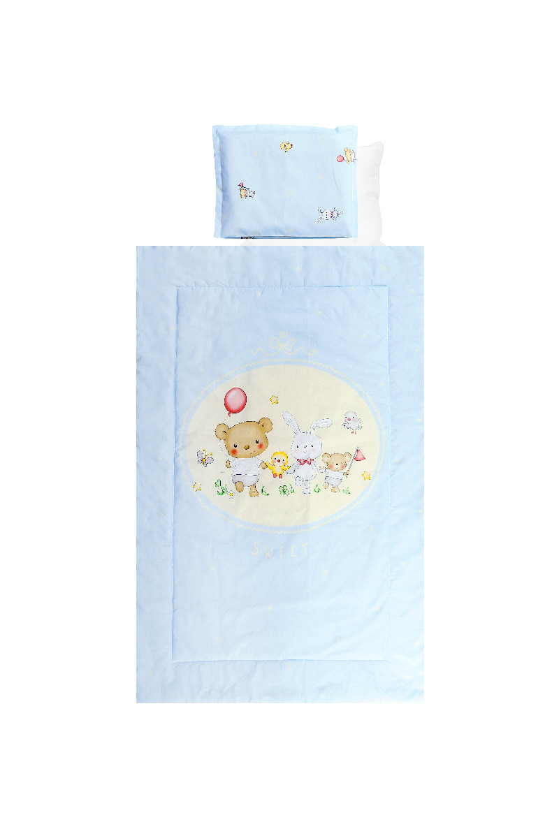 Set lenjerie pat 3 piese, bumbac ranforce, Bear Party Blue