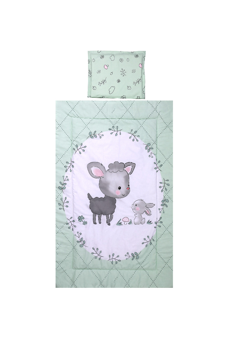 Set lenjerie pat 3 piese, bumbac ranforce, Lamb Green image 1