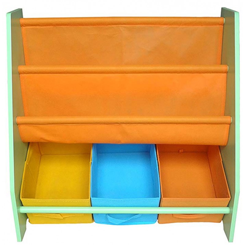 Organizator carti si jucarii cu cadru din lemn Green Crayon image 2