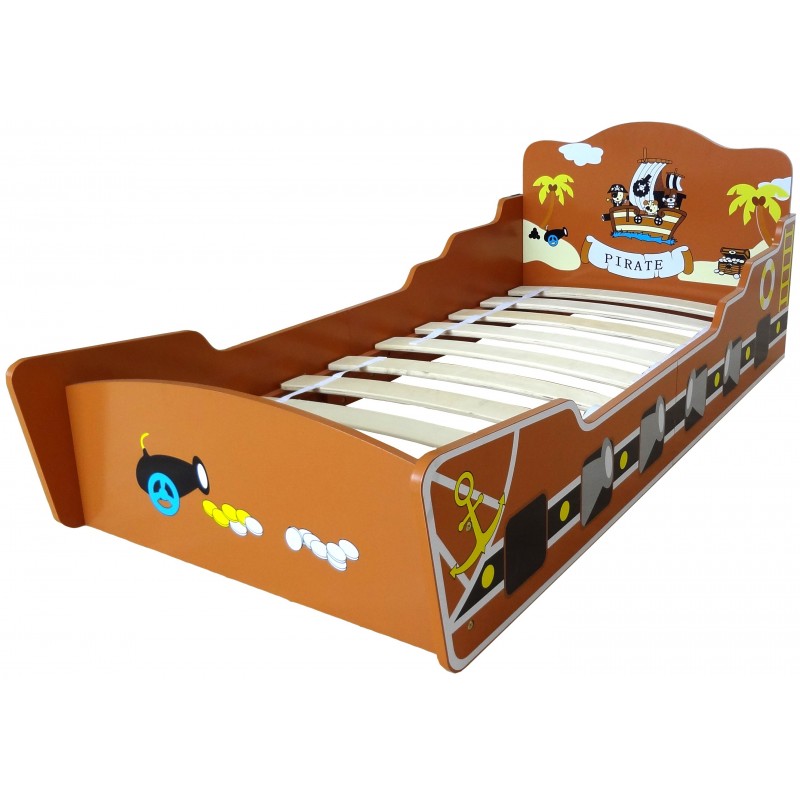 Pat cu cadru din lemn Brown Pirate Boat