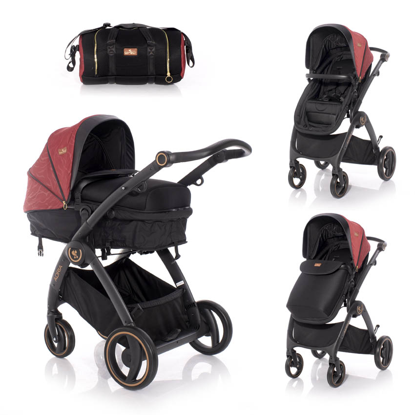 Carucior transformabil, Adria, cadru din aluminiu, Black & Red