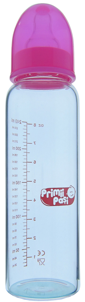 Biberon borosilicat (sticla) 240 ml, R0150 (roz/bleu/portocaliu)