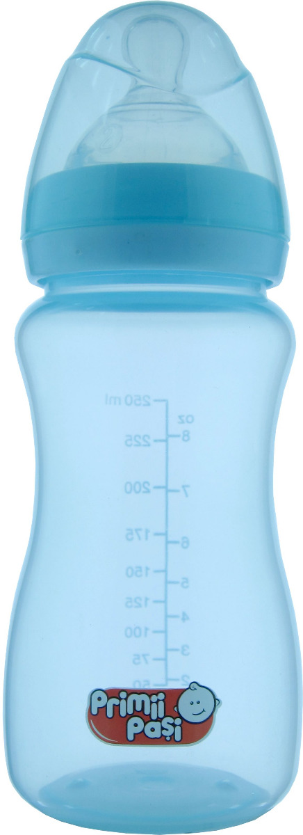 Biberon polipropilena gat larg 250 ml, R0145 (roz/bleu)