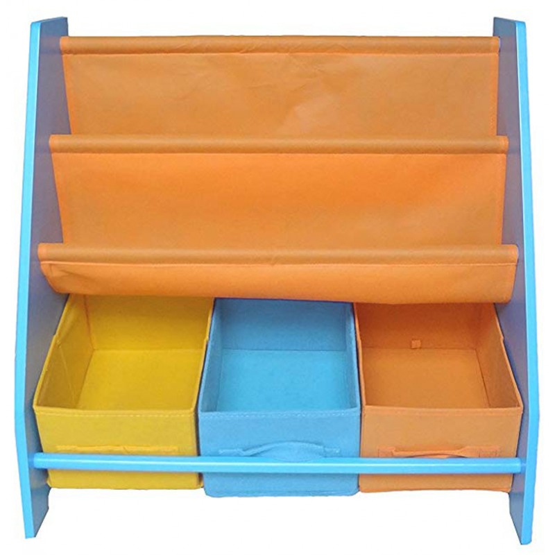 Organizator carti si jucarii cu cadru din lemn Blue Crayon image 1