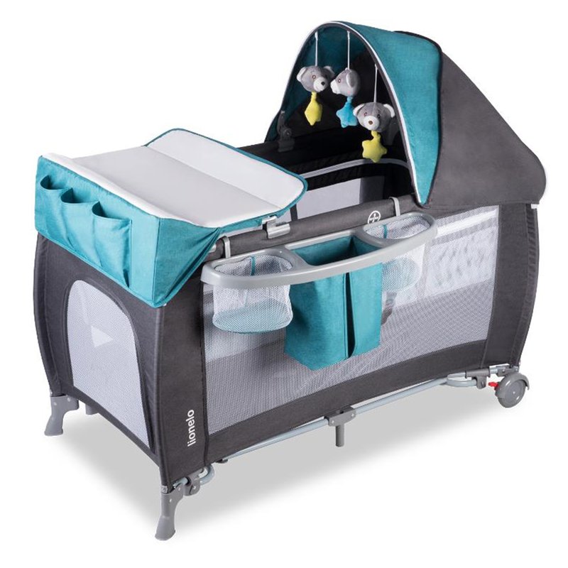 Lionelo - Patut pliant Simon, Grey/Turquoise image 16