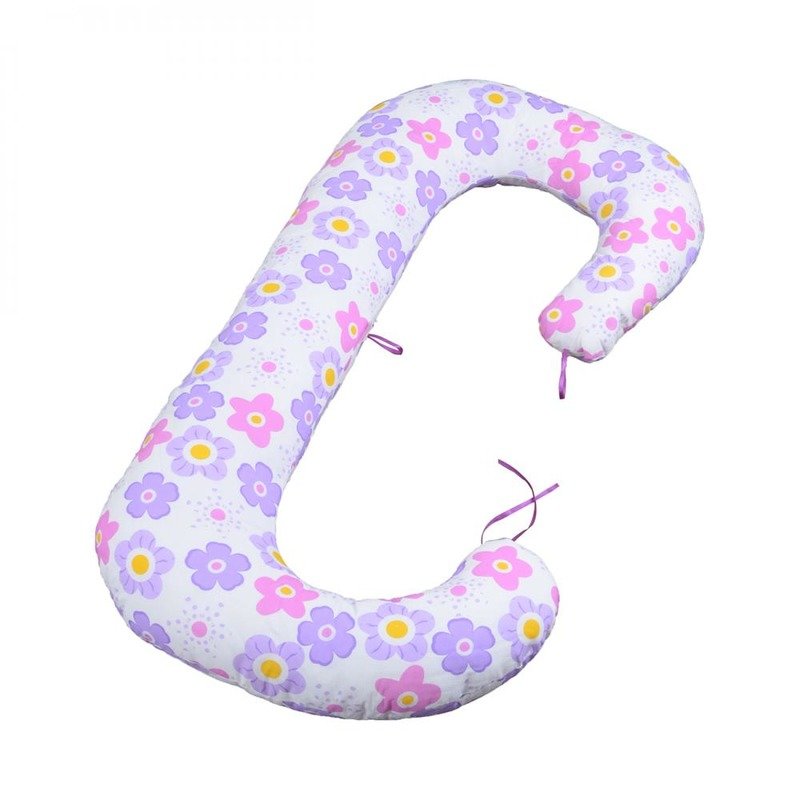 BabyNeeds - Perna 3 in 1 pentru gravide si bebelusi Soft, Floricele pe campie, Mov