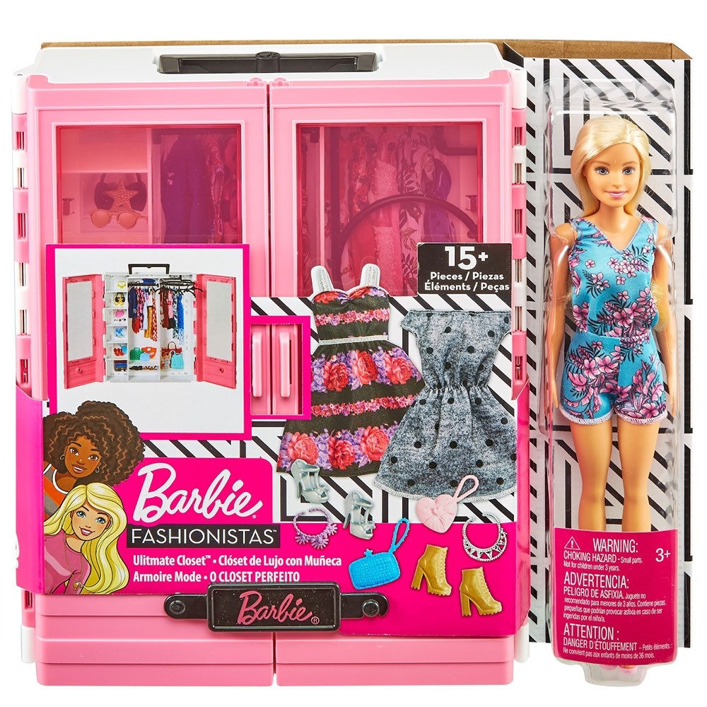 Set Barbie by Mattel Fashion and Beauty Dulap cu haine si papusa image 1