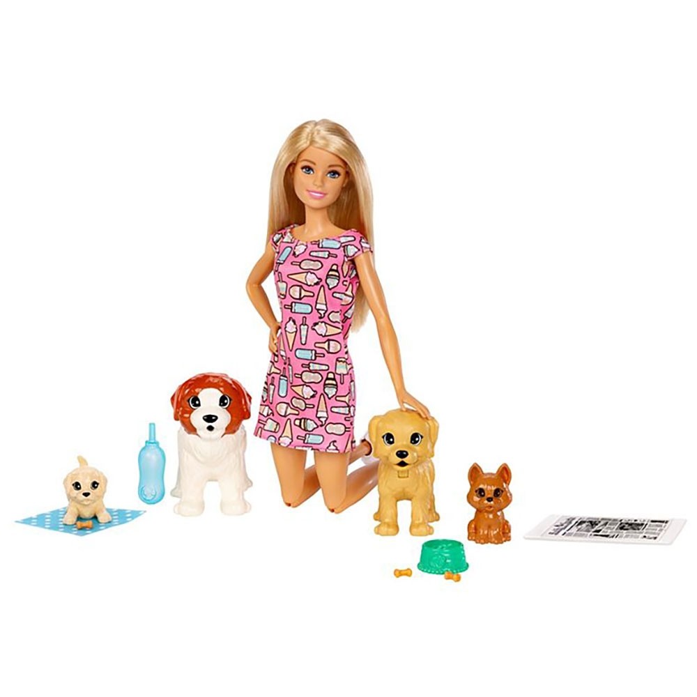 Set Barbie by Mattel Family papusa cu 4 catelusi si accesorii image 1