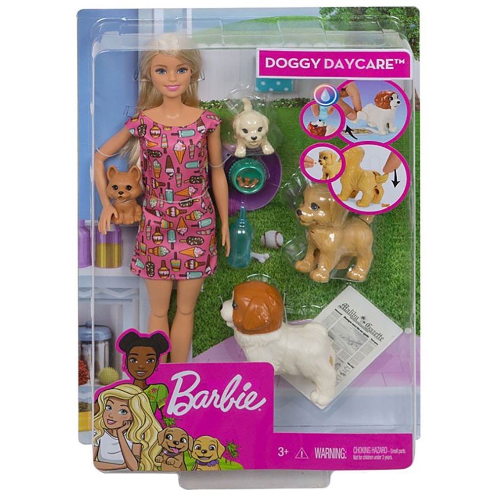 Set Barbie by Mattel Family papusa cu 4 catelusi si accesorii image 6