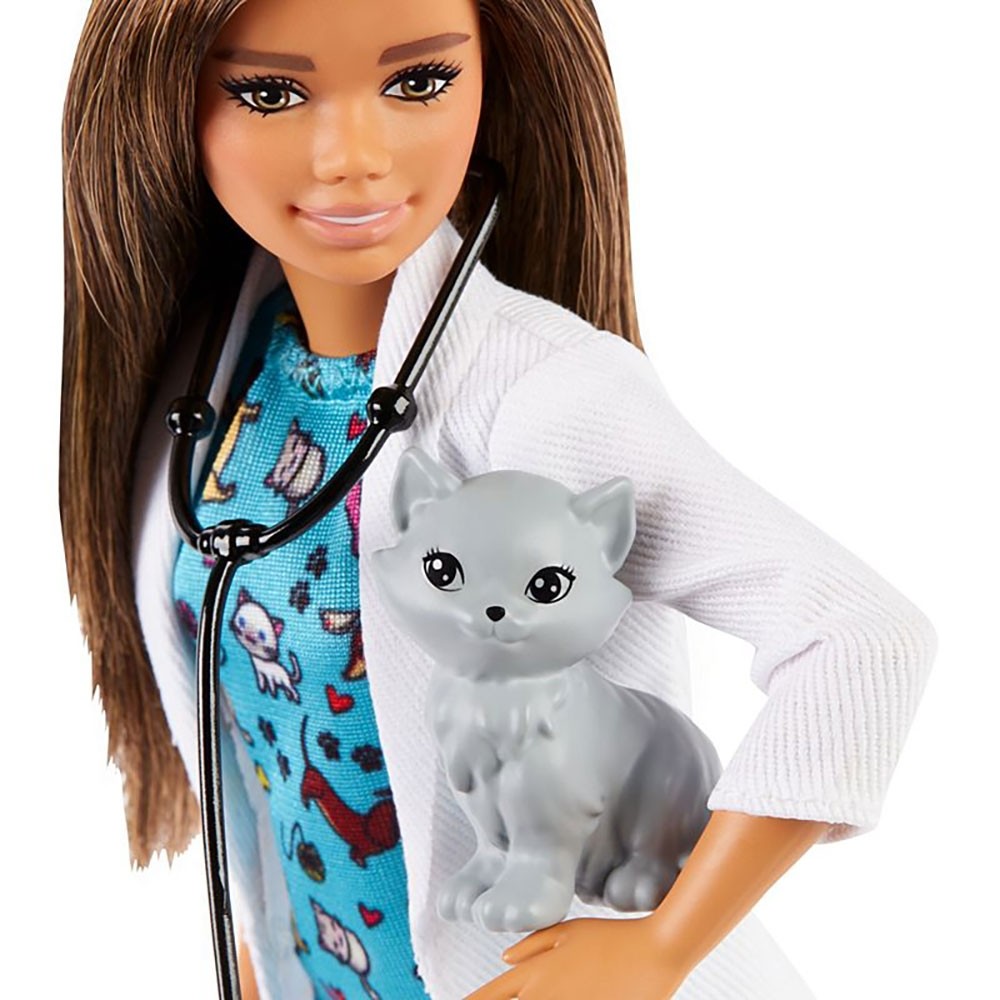 Papusa Barbie by Mattel Careers Medic veterinar cu figurina pisica image 2