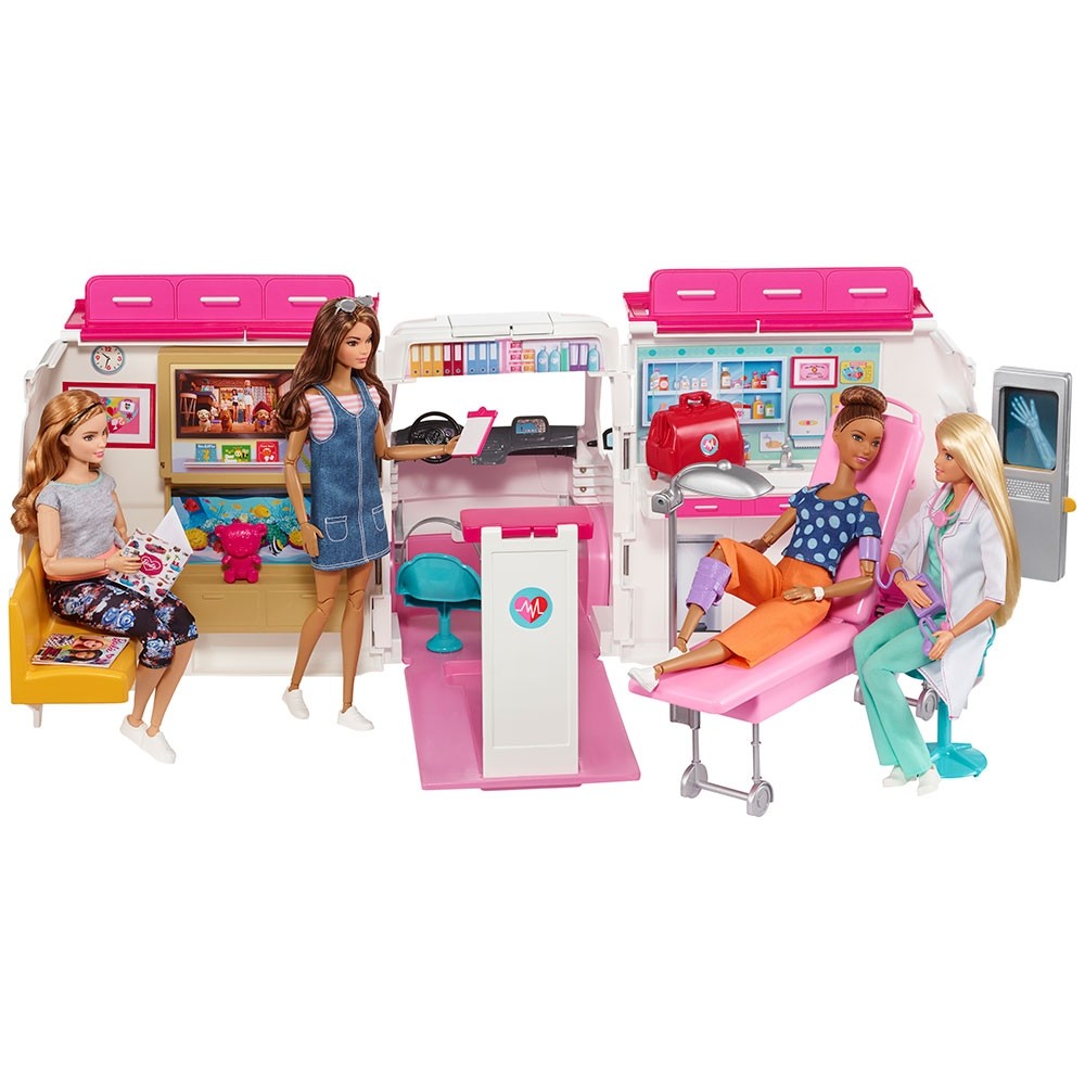 Masina ambulanta Barbie by Mattel I can be Clinica mobila 2 in 1 image 2