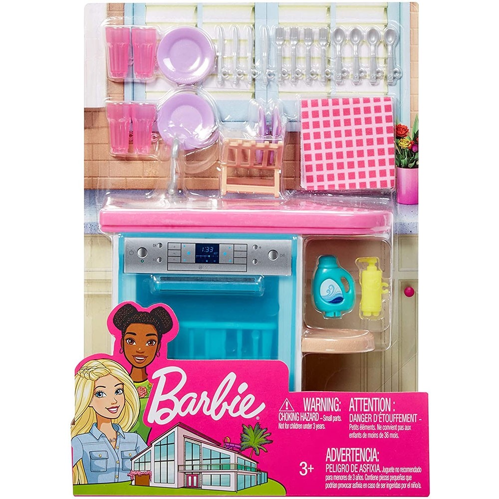 Set Barbie by Mattel Estate Masina de spalat vase cu accesorii FXG35 image 1
